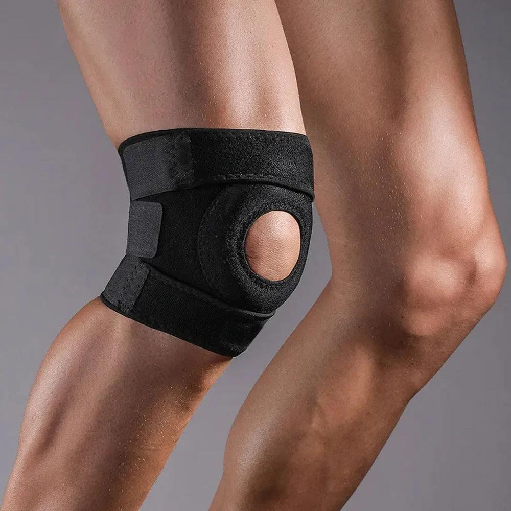 1 Pcs Knee Support Brace With Open Patella Design And Adjustable Hook And Loop Closure For Running, Biking, Aerobics, Fitness