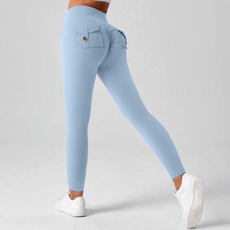 

Tooling hip lift yoga pants high waist pocket sports fitness pants women s nude high elastic running quick drying sports leggings XL небесно-голубой