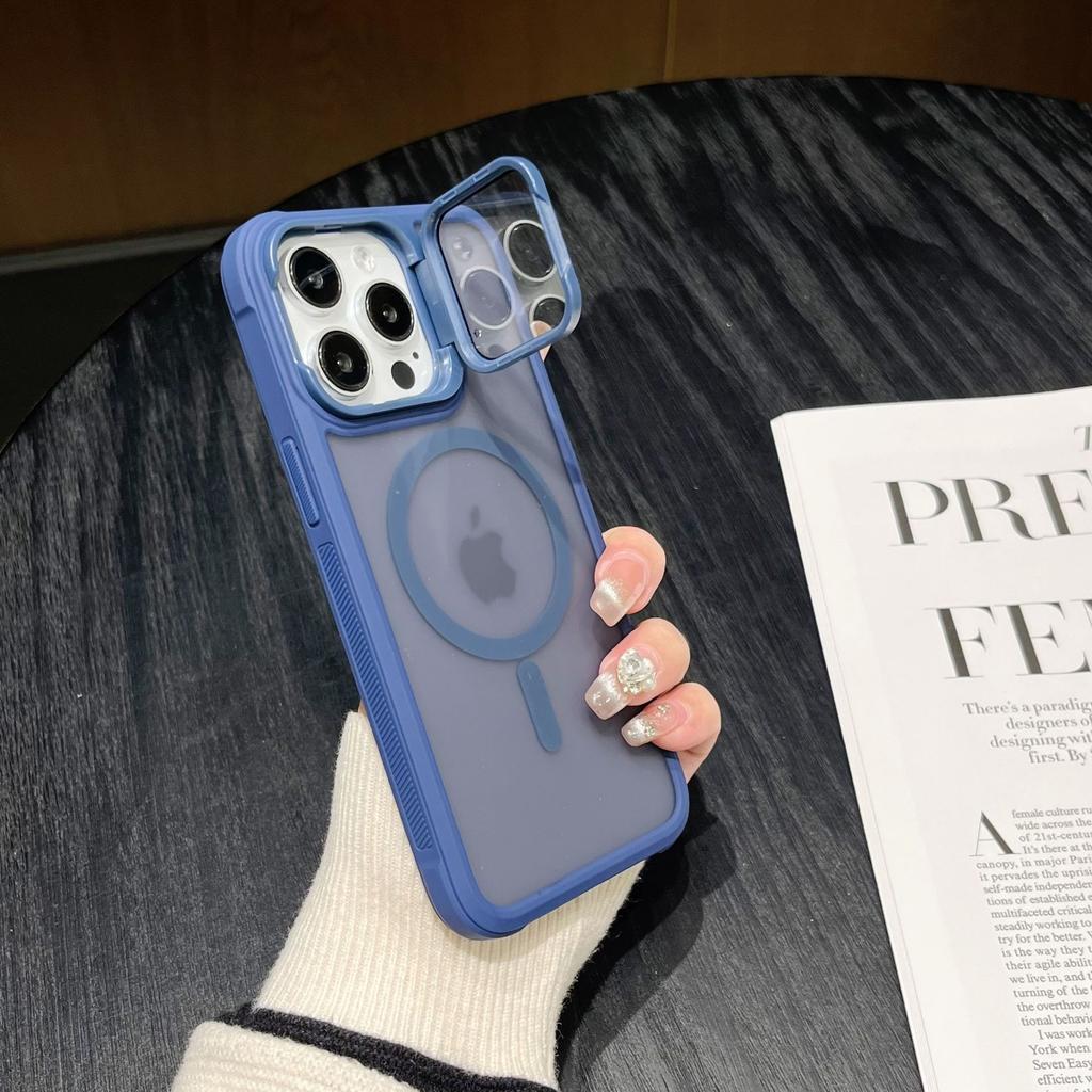 Luxury Bracket Stand Magnetic Phone Case for iPhone 16 15 14 Plus 13 12 11 16 Pro Max With Lens Protection Cover for Magsafe
