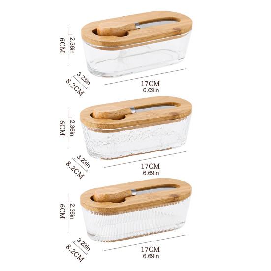 Szklany pojemnik na masło Yousheng z pokrywką, szpatułką, dużą maselniczką, łatwy do czyszczenia pojemnik na masło, niezbędny dodatek dla miłośników masła