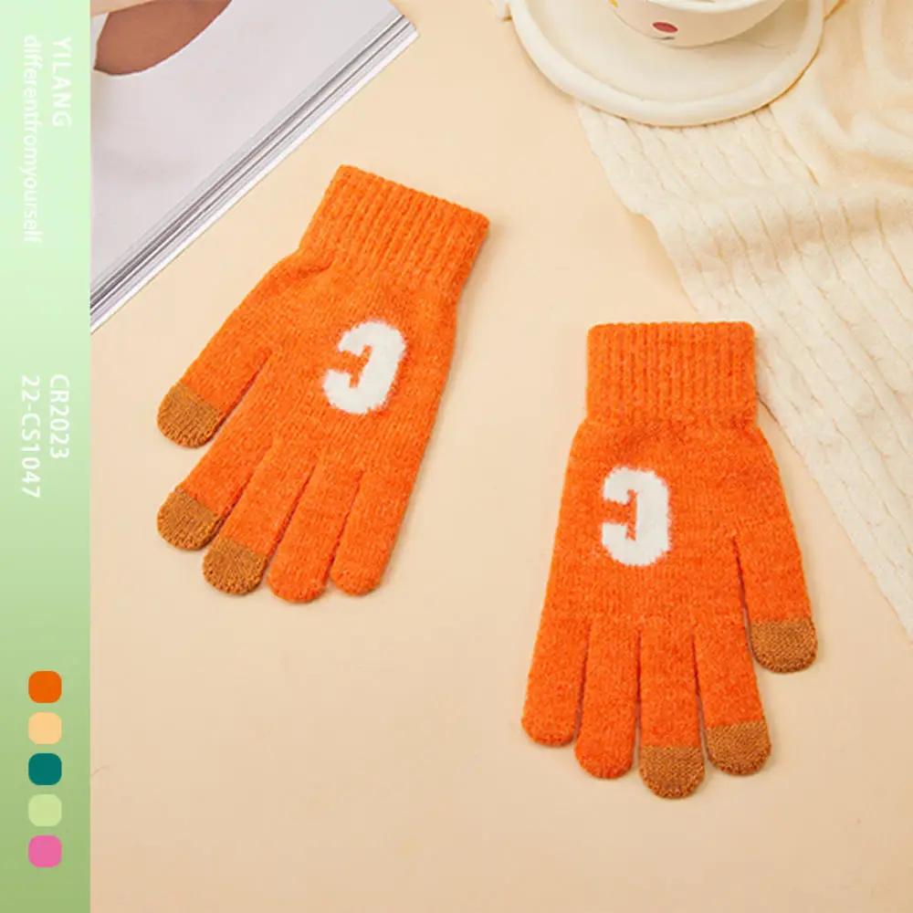 Winter Touch Screen Gloves Women Men Warm Stretch Knit Mittens Imitation Wool Full Finger Guantes Female Crochet Thicken