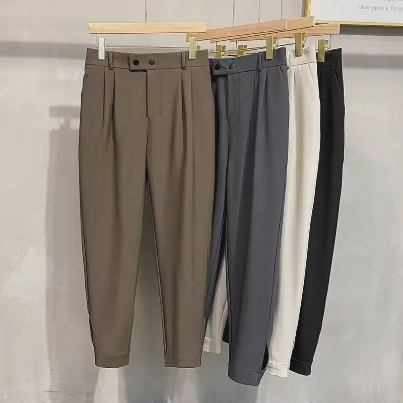 Trendige, kurze Haremshose im koreanischen Stil für Herren – vielseitiger, drapierter Anzug für Frühling und Sommer