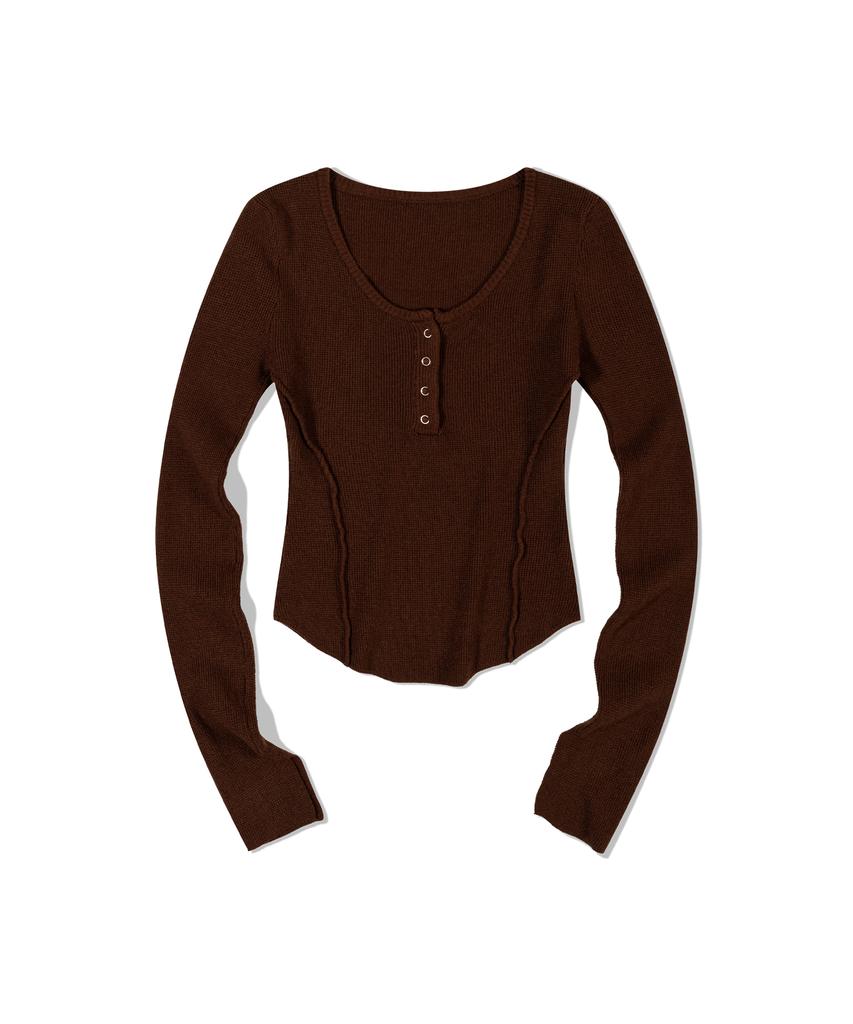 MOAA Seam Line Button Knit (Brown)