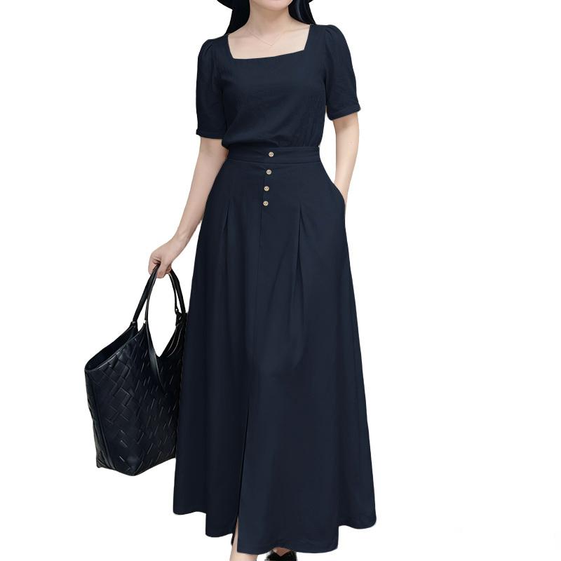 ZANZEA Women Short Sleeve Blouse and Long Skirts Casual Two Piece Suit Sets