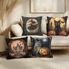 Halloween Themed Pillowcases: Witch, Owl, Black Cat & Haunted House Designs for Spooky Decor Sofa Cushion Cover