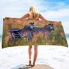 Cute Zebra Beach Towel Wild Animal Print Bath Towel for Spa Travel Yoga Sport Camp Hiking Microfiber Quick Dry Swimming Cover