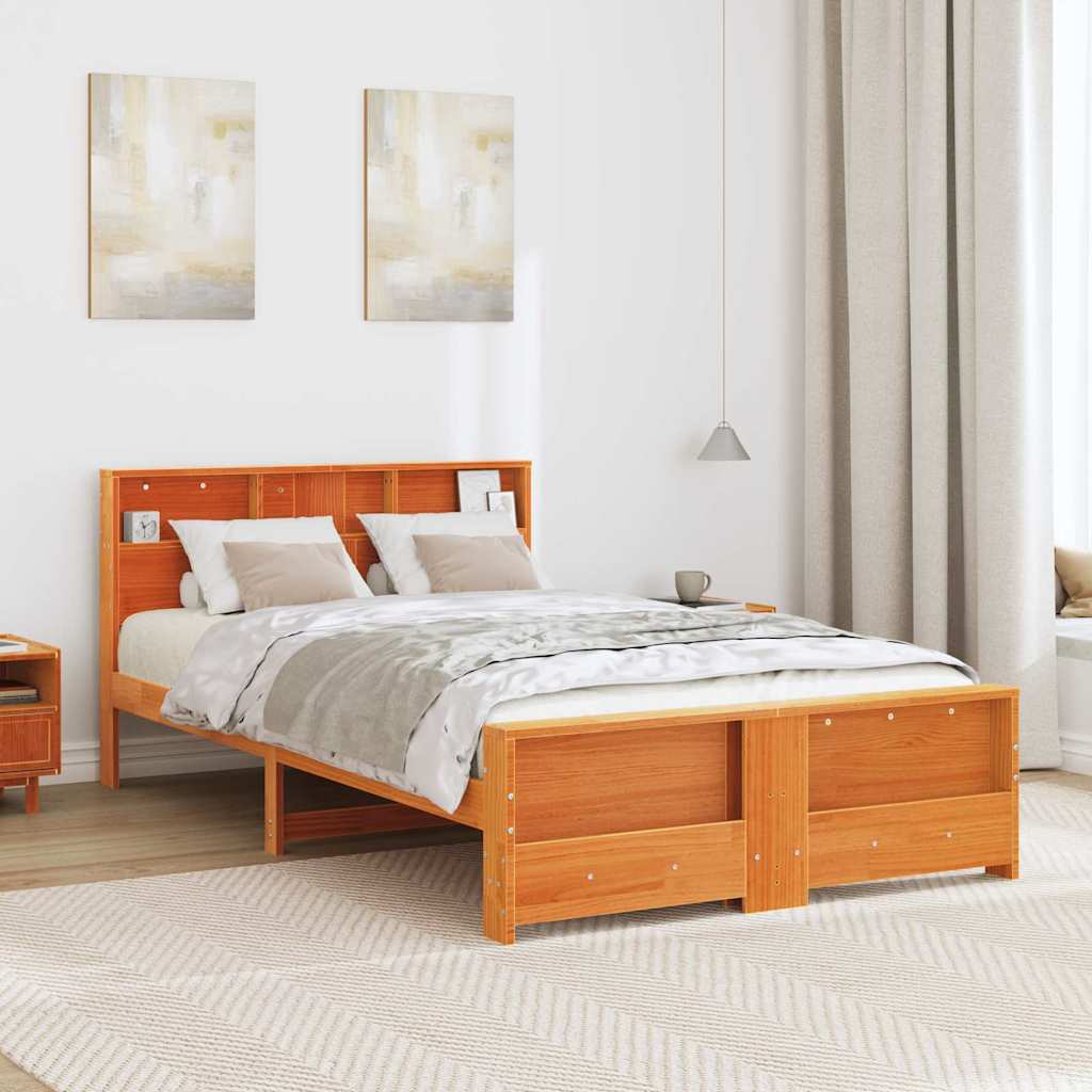 Bed Frame with Headboard Wax Brown 120 x 190 cm Wood Based Material