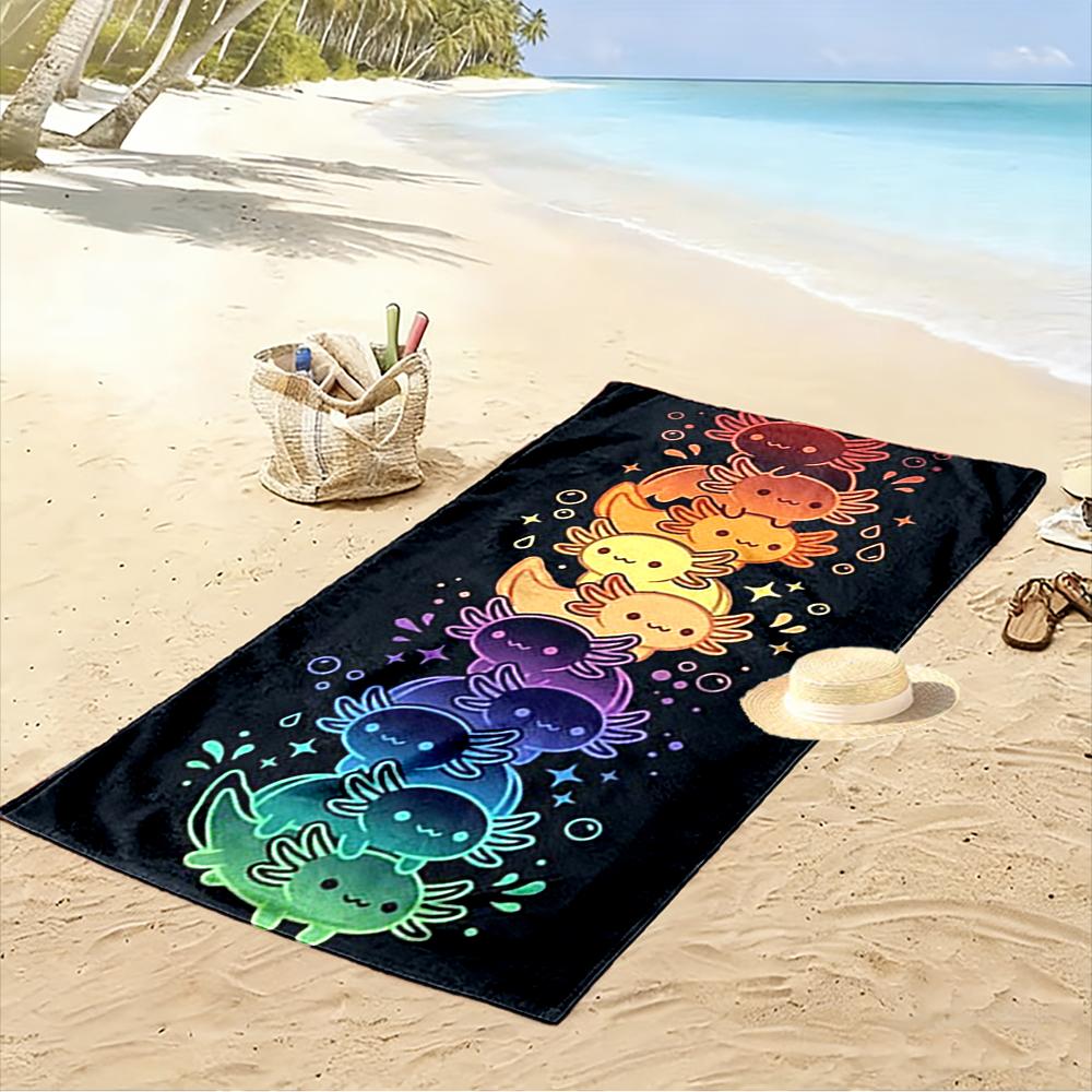 Regenbogen-Axolotl-Design Strandtuch Strandtuch schnell trocknend für Reisen Outdoor-Sport Joggen Strand und Schwimmen