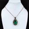 Lab-Created Emerald Gemstone Pure Copper Wire Wrapped Handmade Pendant Jewelry For Her