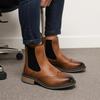 Stivaletti Brogue Chelsea da Uomo Stile Classico Americano in Pelle #KD667