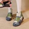 Johnature Ethnic Style Mixed Colors Genuine Leather Short Boots Warm Cotton Shoes Casual Women's Flat Shoes