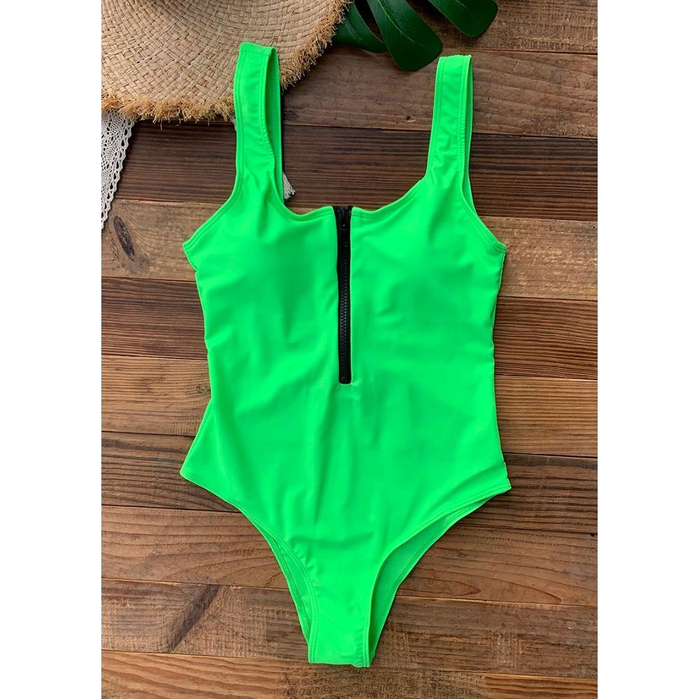 Front Zip Up One Piece Swimsuit Monokini Backless Swimwear One-piece Swimming Suit for Women Summer Trend Beachwear