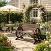Vintage-style garden bench with cartwheel armrests, classic wooden bench with unique design, double seat bench