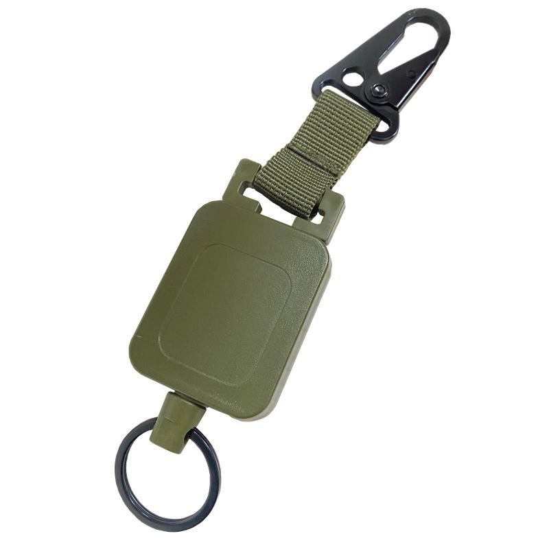 

1pc Creative Convenient Practical Retractable Carabiner Anti Lost Keychain Backpack Hooks Multi-purpose Wire Badge Reels Outdoor зелений