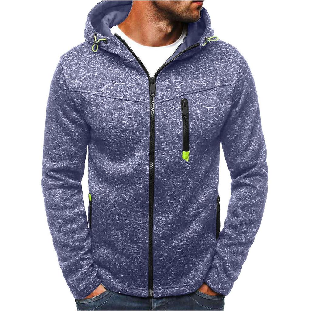 Men's Sports Casual Sweatshirt Zipper Pocket Cardigan Hooded Jacket