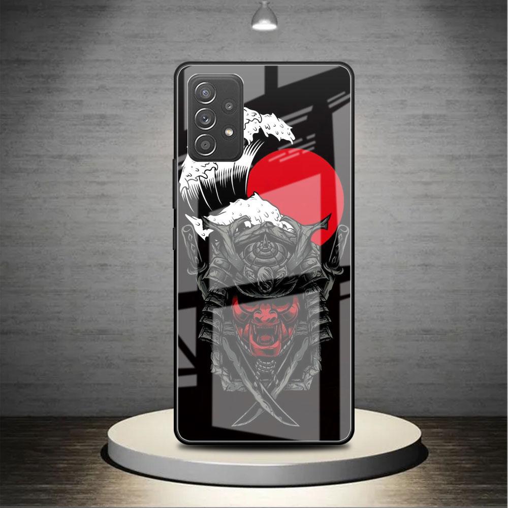 

Стеклянный чехол для Samsung Galaxy A52 A71 A50 A51 A70 A21s A31 A72 A10 A12 A30 A22 5G, чехол для телефона, маска самурая Они Samsung A03