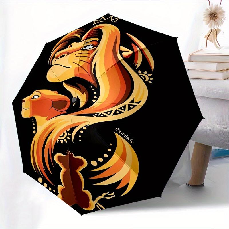 Lion King,Simba Themed Folding Umbrella, the Best Choice for Gift Giving, 8 Ribs, Casual, Durable, Lightweight and Portable Travel Umbrella,
