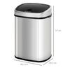 Stainless Steel Kitchen Sensor Dustbin Automatic Touchless Rubbish Garbage Waste Bin 48L Silver