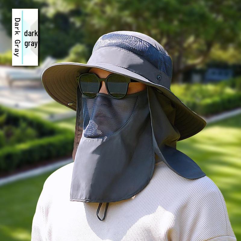 Versatile Summer Sun Hat with Large Brim and Shawl for Fishing, Mountaineering, and Sun Protection