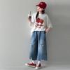 Trendy Summer Ripped Pants Set for Junior High Girls – Stylish Two-Piece Outfit