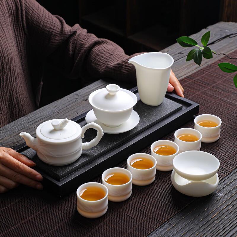 Tuopai TP062 11-Piece Mutton Fat Jade Porcelain Tea Set