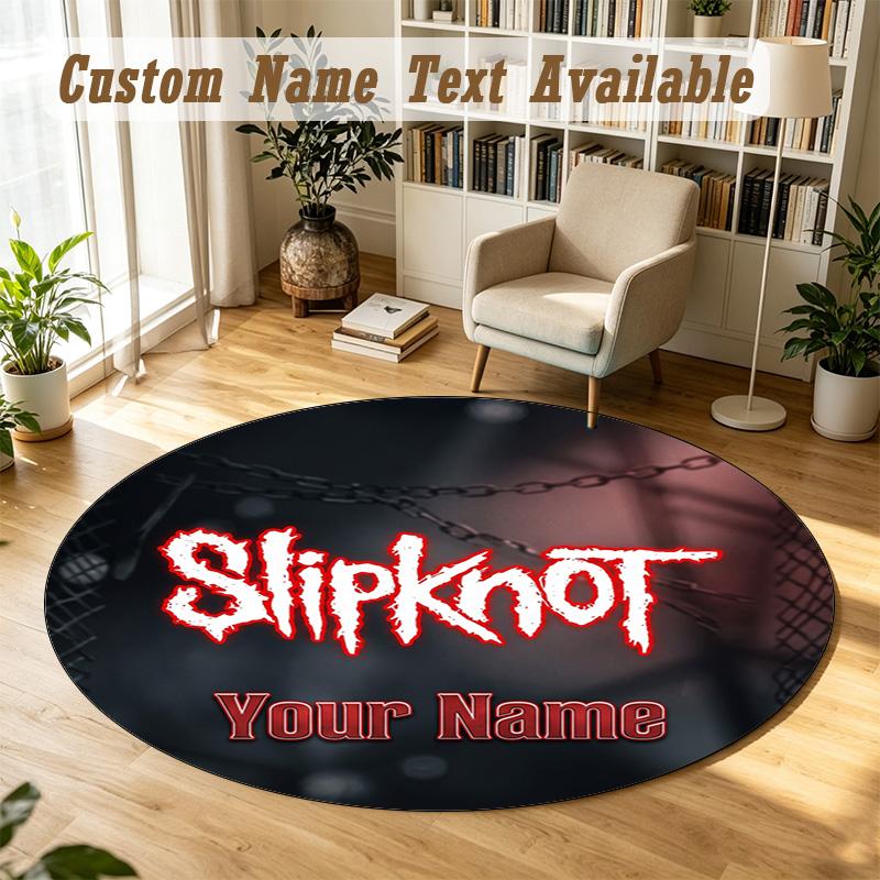 Round Rug Custom NameSlipknot Pattern Non Slip Carpet Home Floor Decor