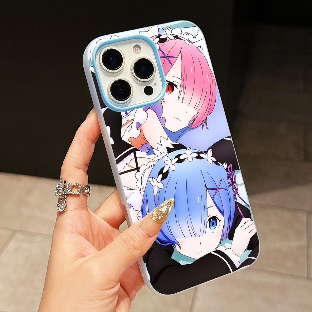 ReZero Rem Ram Jelly Double layer Light Blue Mobile Phone Case for iPhone 17 16 15 14 13 12 11 Air Pro Max Plus Protective