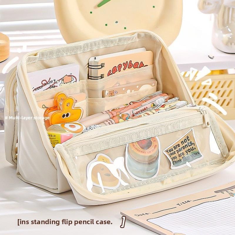 Transparent Pencil Case Foldable High Capacity Girls Removable Pain Bag New 2025 Canvas Makeup Bag pencil case