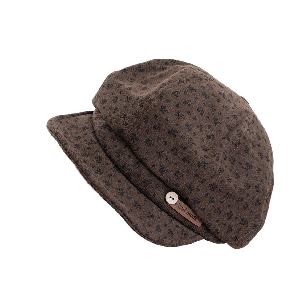 Retro literarischer und künstlerischer kleiner floraler weicher Rand achteckiger Hut weiblicher Herbst und Winter kleines Gesicht Schiebermütze ländlicher Baskenmütze