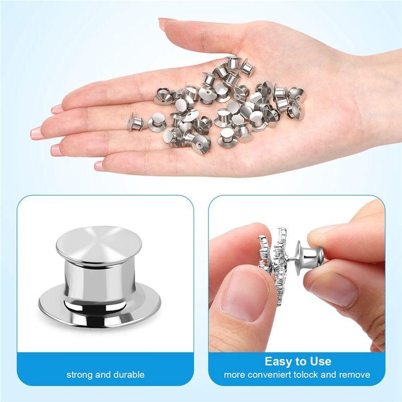 Feb.Locking Pin Back Metal Pin Backing, Locking Pin Keeper Clasp For Brooch Enamel Lapel