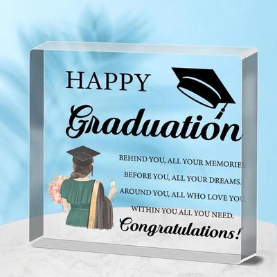 Graduation Plaque Keepsake Ornament - Graduation Cap Desig, "Happy Graduation" Decor with Inspirational Quote, Perfect Gift for Her, Bestie, or S