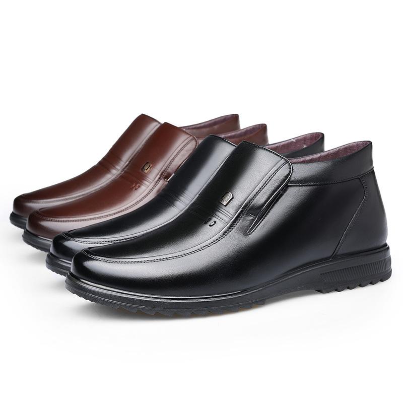 Gammal man huvud herrskor nya business casual professionella kläder ull höga skor för äldre 21602