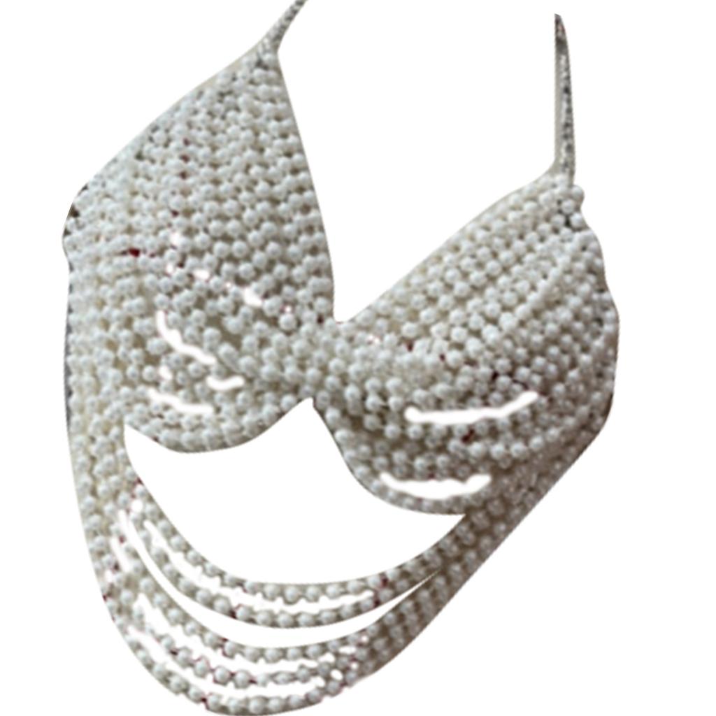 Fashion Bikinis Chains Beach Body Chains Bra Pearls Chest Chain Body Accessories Jewelry for Raves Party Beach Clubwear