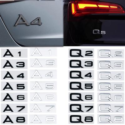 ABBC1 For A1 A3 A4 A5 A6 A7 A8 Q2 Q3 Q4 Q5 Q6 Q7 Q8 Letters Emblem Car Rear Boot Trunk Badge Sticker Decals 3D ABS Accessories