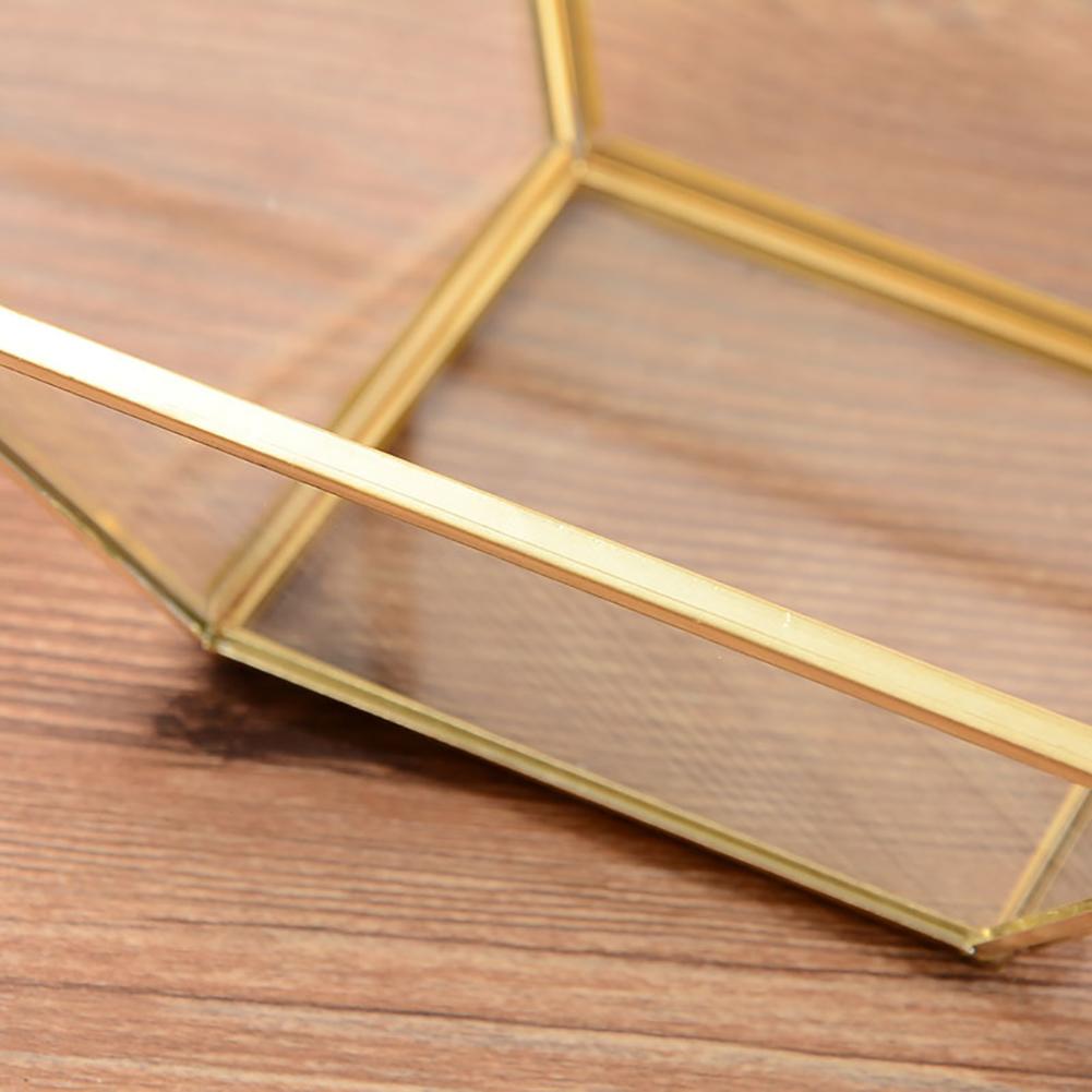 Geometrisk Transparent Glas Blomsterrum Glas Ringask Bröllopsring Smyckeskrin Heminredning