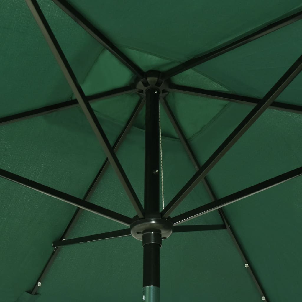 Solar Powered LED Garden Umbrella with Steel Pole Green 2x3 M