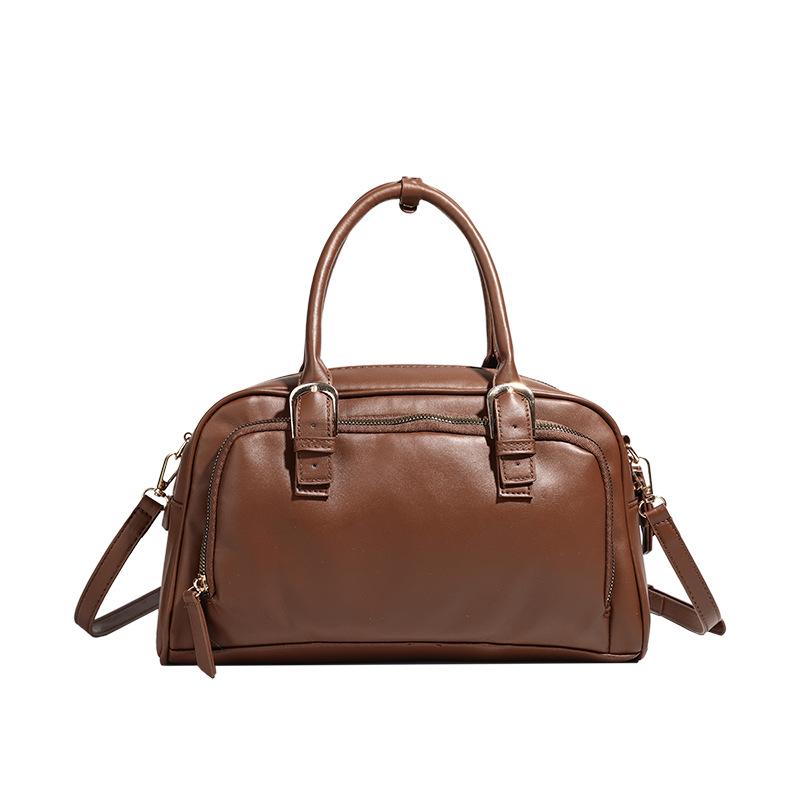 New retro simple large-capacity handbag niche design high-end casual retro brown