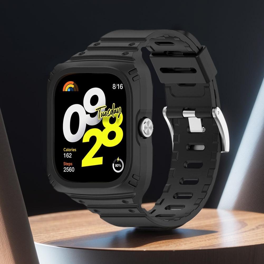 2 In 1 For Redmi Watch 4 Case + Band Silicone Watch Band Strap + Protective Case Cover Wristband Replacement Watch Accessories
