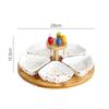 Qianxing Ceramic Dried Fruit & Snack Dish Set with Wooden Rack