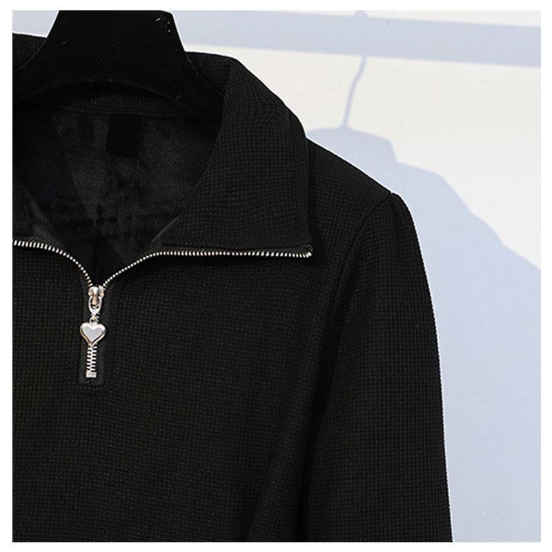 Women's Plus Size Waist-Slimming Waffle Dress, Long Sleeve for Autumn/Winter