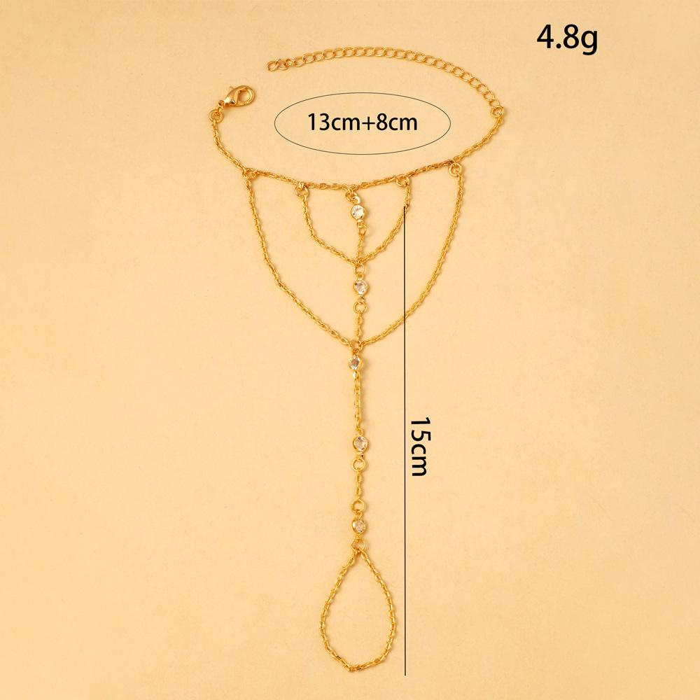 CE Certification Summer Beach Outfit Women's Multi-Layer Electroplated Rhinestone Finger Bracelet
