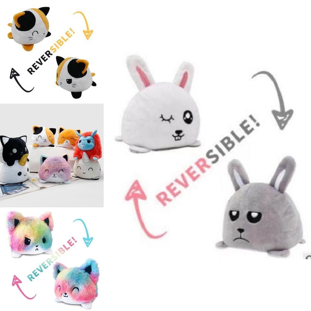 Reversible Flip Cat Plush Stuffed Toy Soft And Cute Animal Doll For Children Gifts