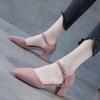 Spring and Summer New French Thick Heel High Heels Versatile Gentle Fairy Style Middle Heel One-word Buckle with Bag Head Sandals
