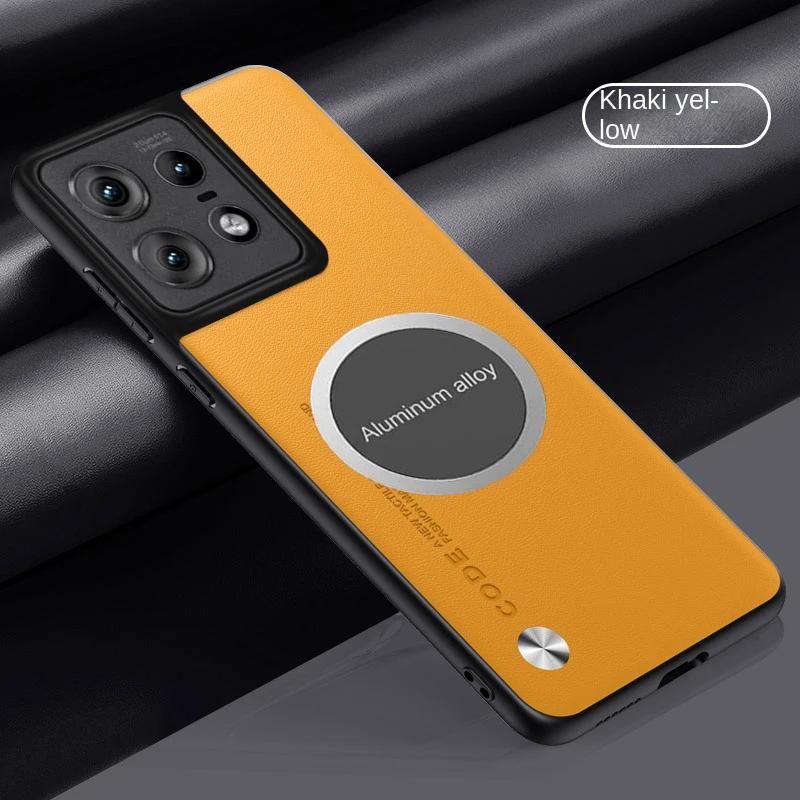 

Metal Magnetic Car Holder Leather Case For Moto Edge 50 Pro Fusion Ultra 40 Neo 30 G85/55/45/35/15/05/ 4/S Protect Cover Motorola Edge 40