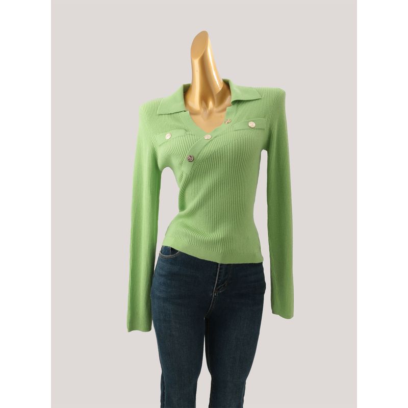 Export Six Wool V-neck Long-Sleeve Knitwear Women's Fall and Winter New Arrival Silm Thermal Bottoming Shirt Tops