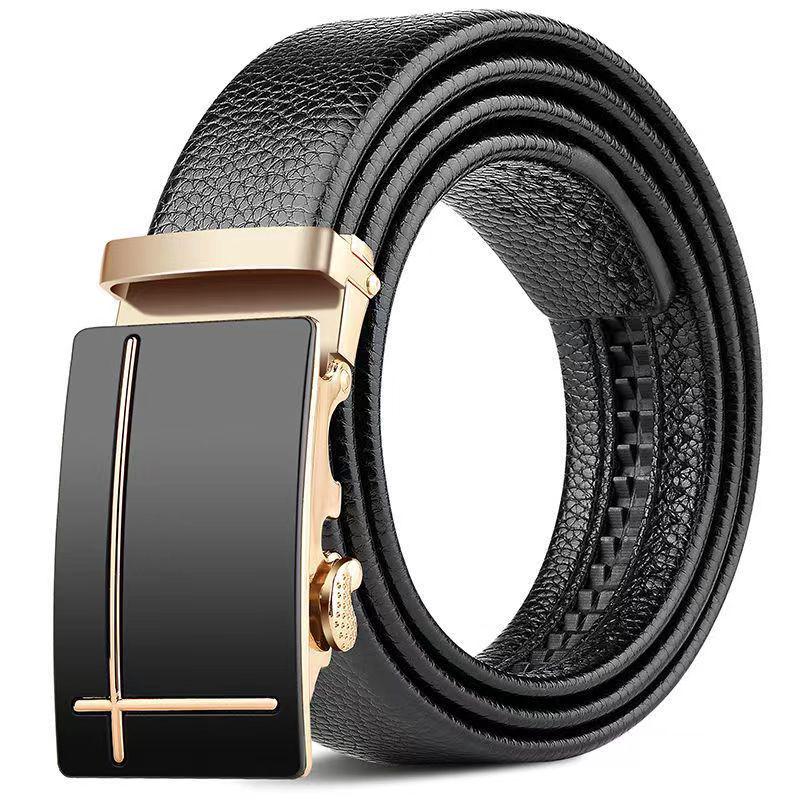Men's Durable Automatic Buckle Leather Belt - Versatile Youth Business Trend Waistband