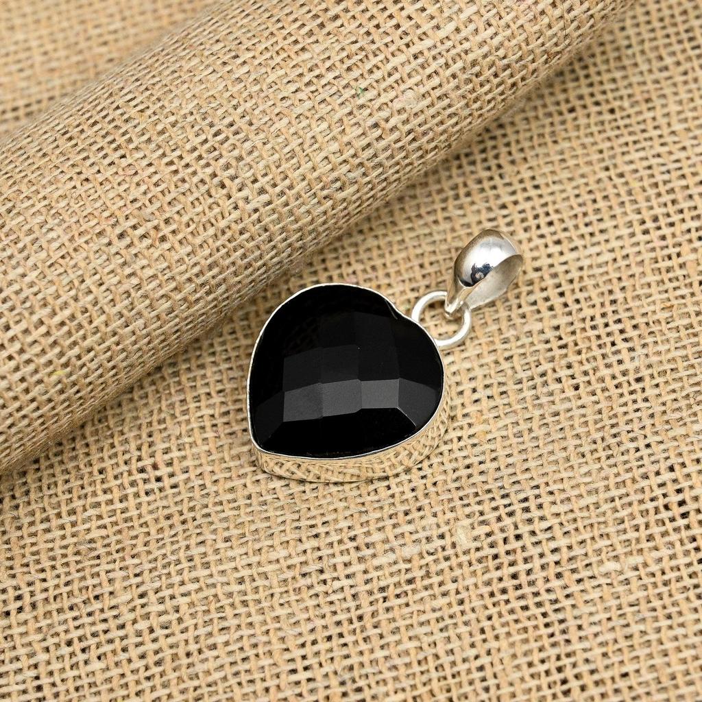 Svart Spinell Edelsten Håndlaget 925 Solid Sterling Sølv Smykkeanheng For Hende