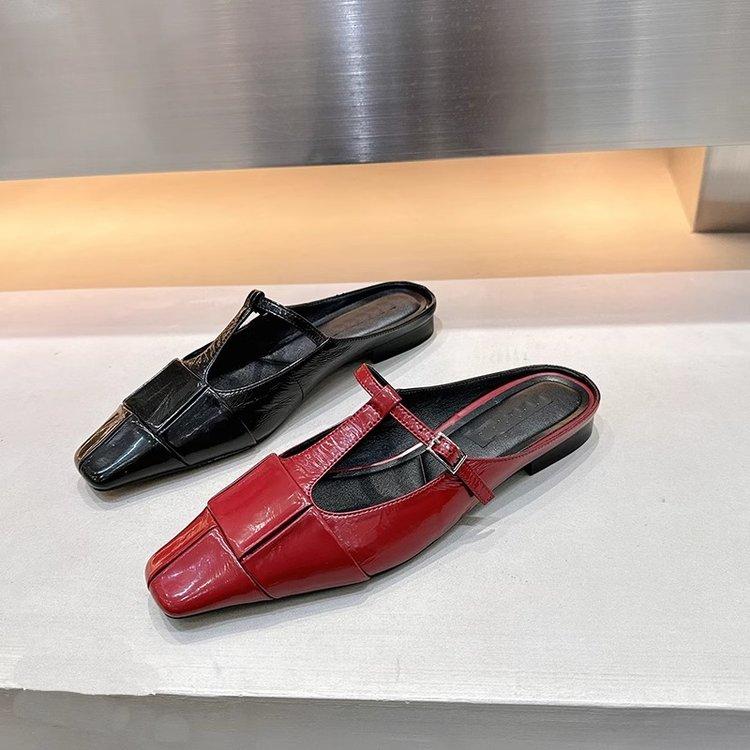 Fashion Square Toe Women Flats Slippers Slingback Mules Shoes Fashion Casual Shoes Woman Trend Sandals Summer 2025 Brand Zapatos Mujer