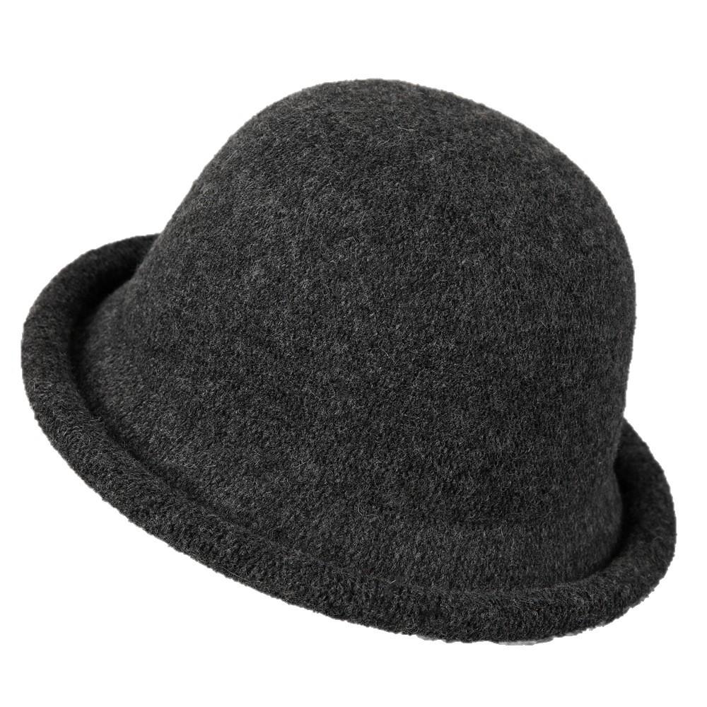 Casual Curled Dome Top Hat Women's Autumn and Winter Knitted Versatile Basin Hat Shows a Small Face, Fashionable Retro Bucket Hat