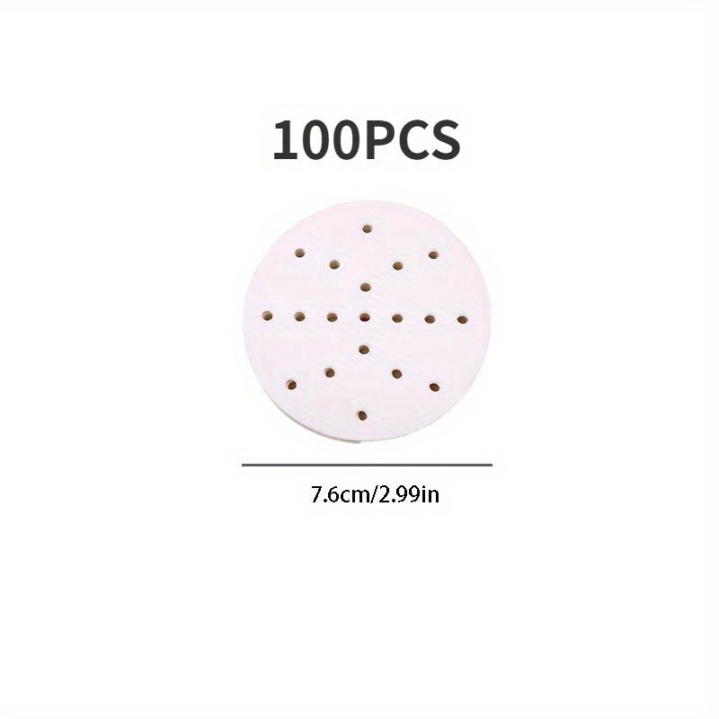 50pcs/100pcs 7.6cm/2.99in and 12.7cm/5in Food Grade Steamer Pad Circular Steamer Paper Silicone Paper Mantou Paper Baking Paper